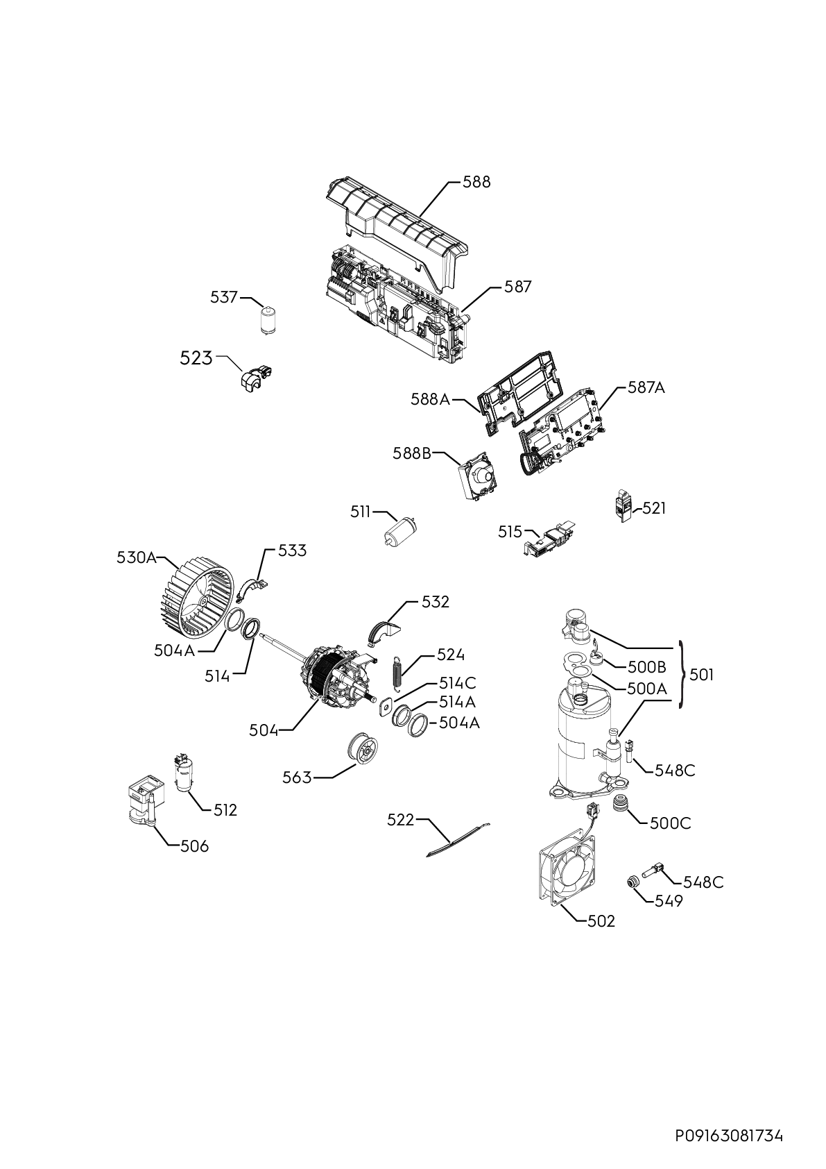 Explosionszeichnung AEG 91609793703 T8DB66580