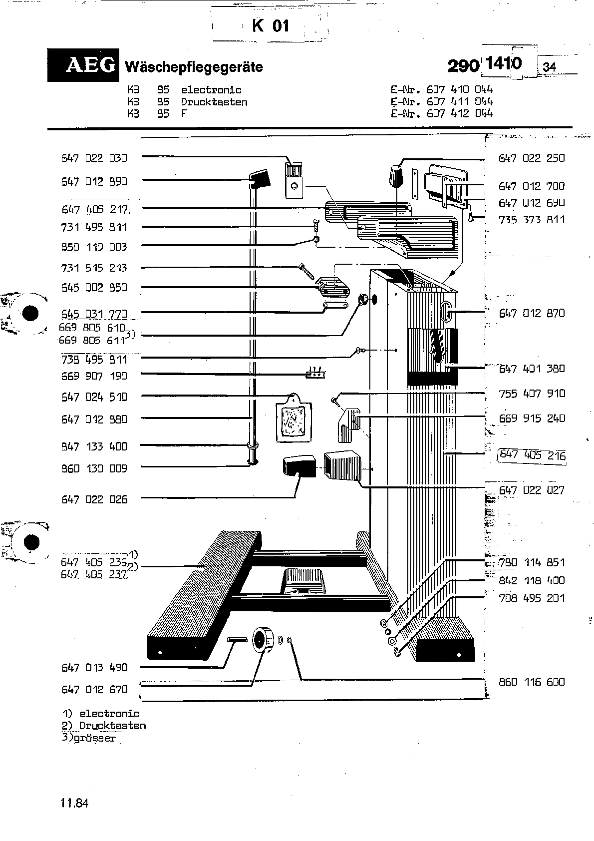 Explosionszeichnung AEG 60741104400 KB85