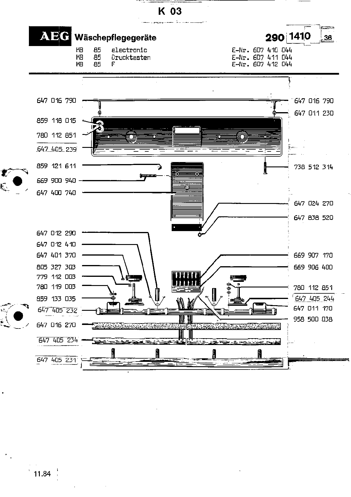 Explosionszeichnung AEG 60741104400 KB85