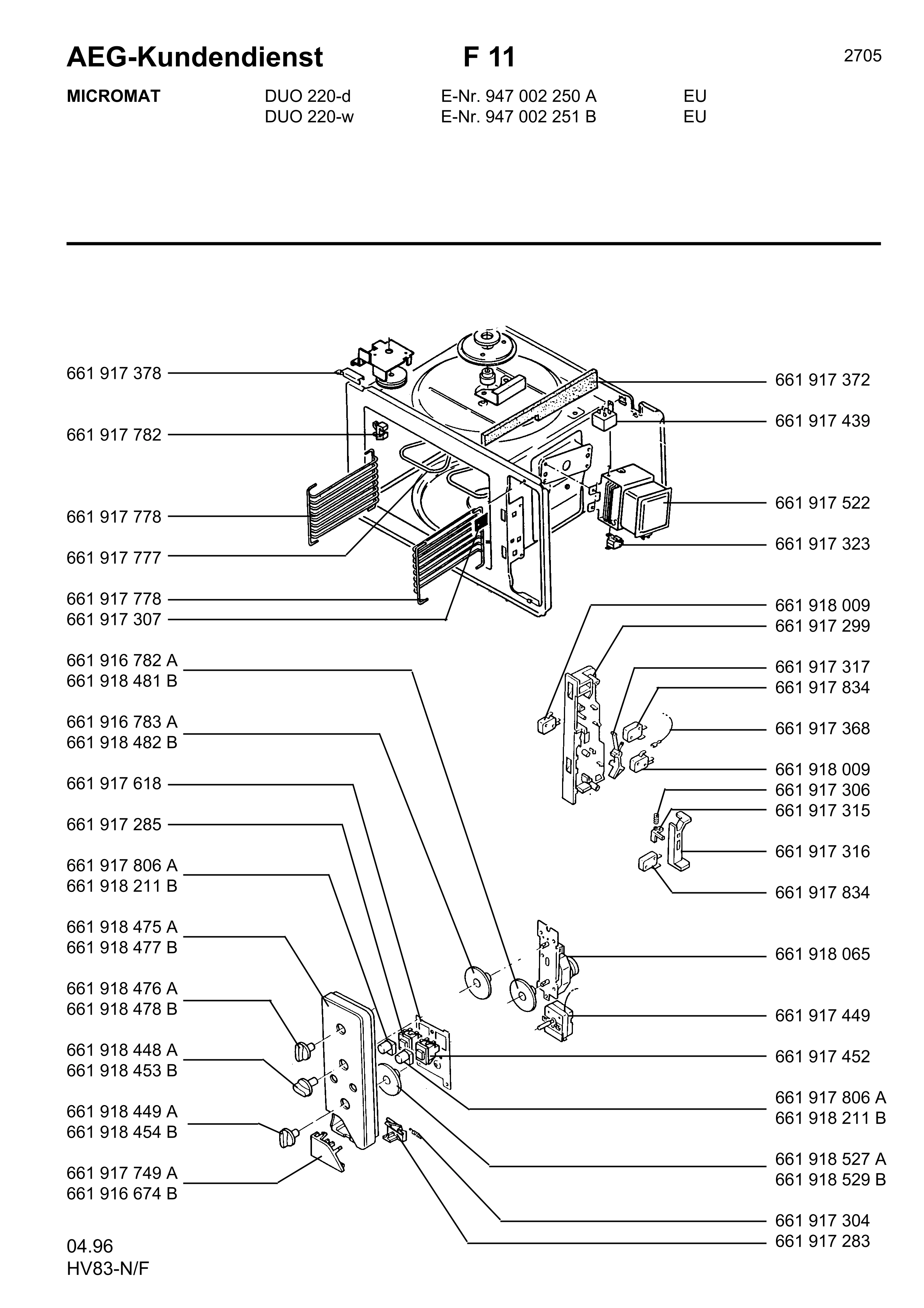 Explosionszeichnung AEG 94700225100 MCDUO220-W/EURO Explosionszeichnung AEG 94700225100 MCDUO220-W/EURO