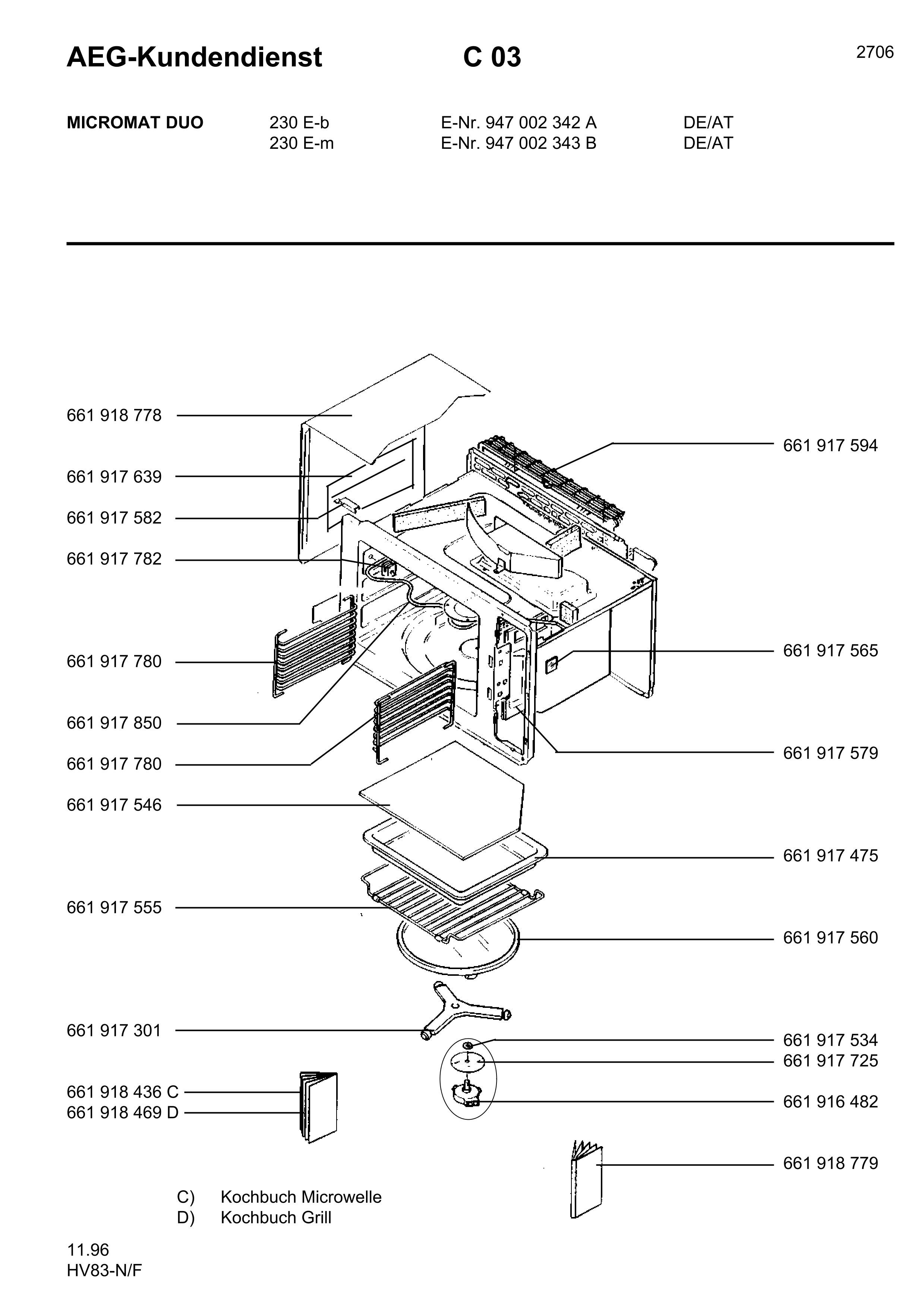 Explosionszeichnung AEG 94700234300 Micromat Duo 230 E M