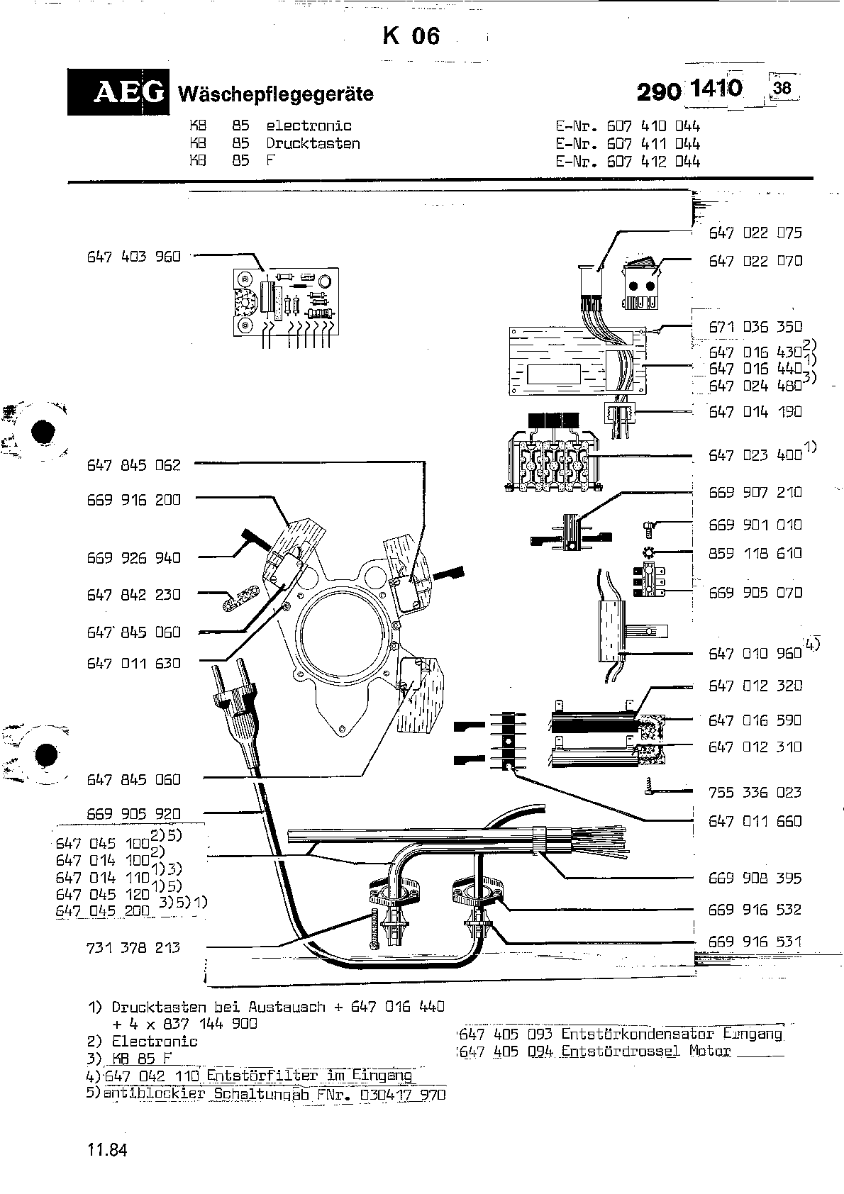 Explosionszeichnung AEG 60741104400 KB85