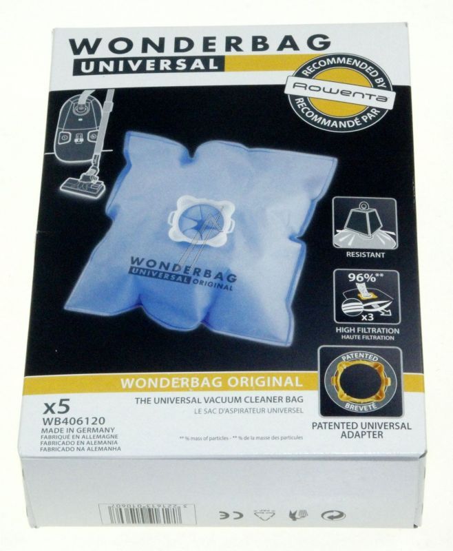 SEB WB406120 Staubsaugerbeutel - Passend für wonder bag 5 x passend für wonder bag mikroflies-beutel nl, gb, fr, de, gr, it, pt, es