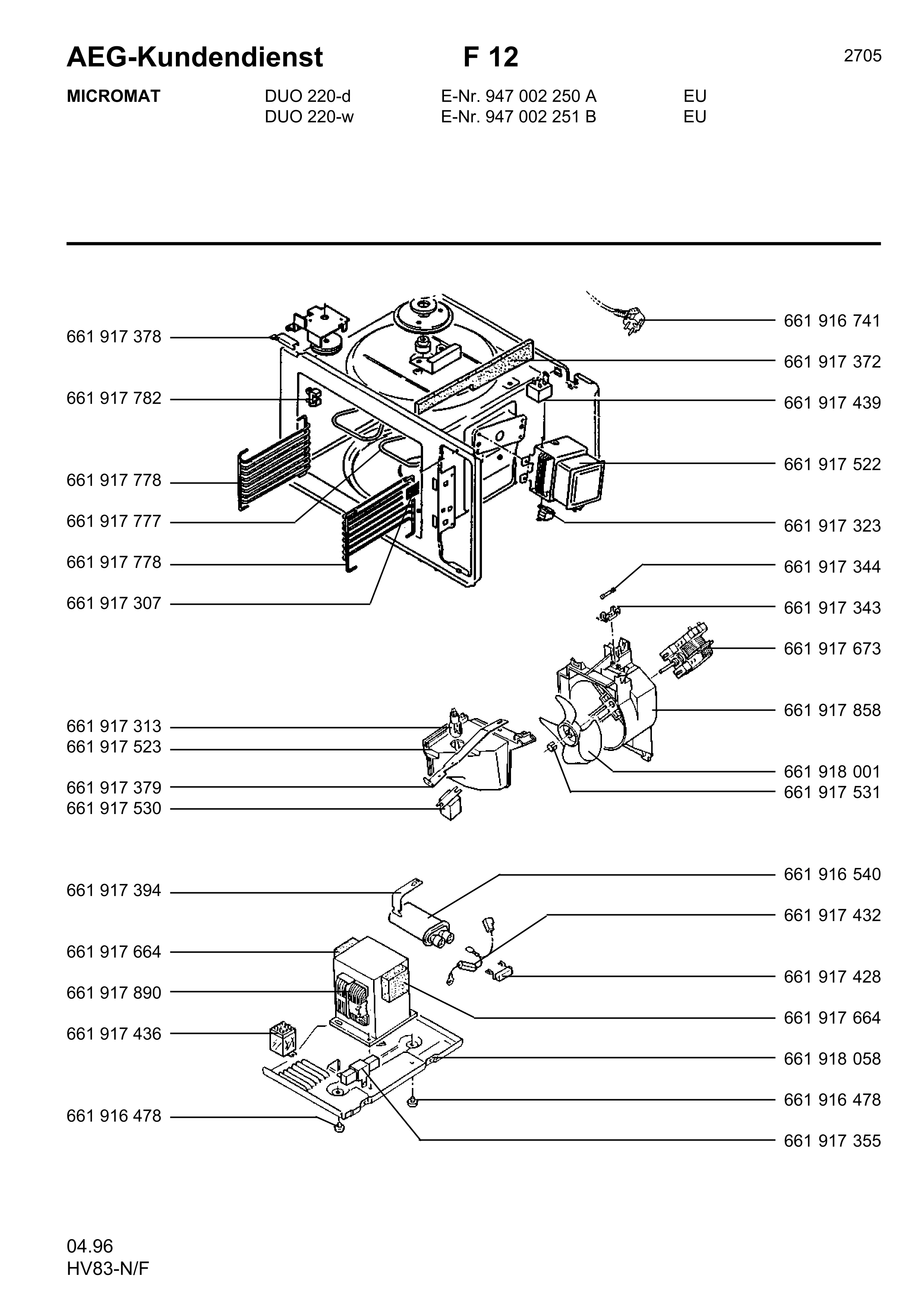 Explosionszeichnung AEG 94700225100 MCDUO220-W/EURO Explosionszeichnung AEG 94700225100 MCDUO220-W/EURO