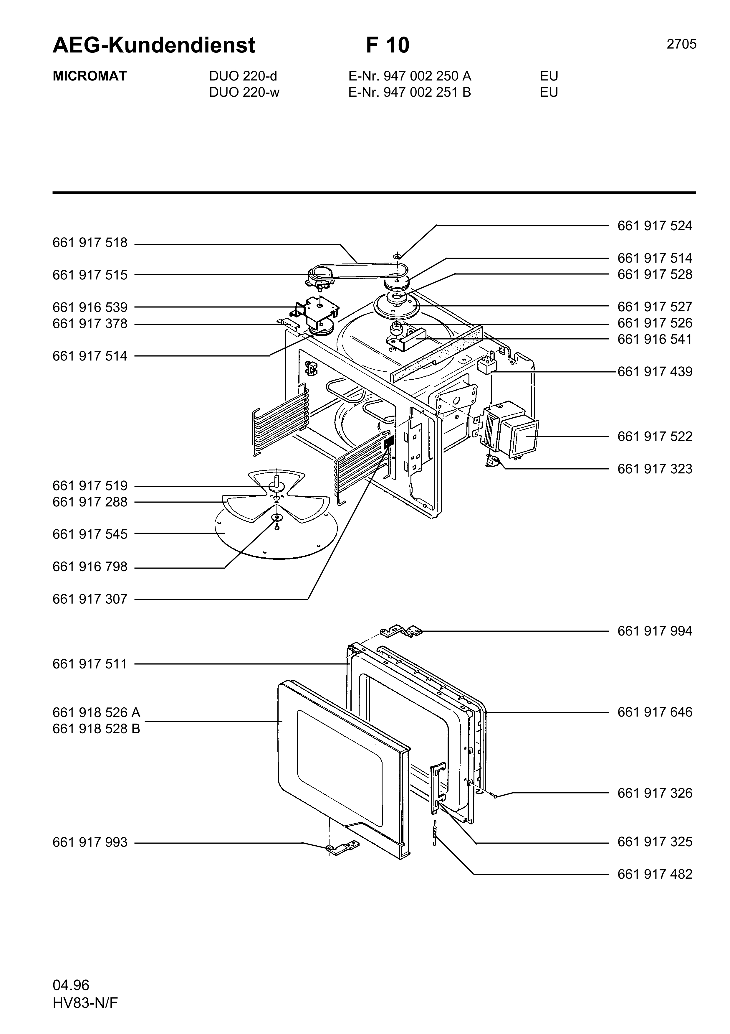 Explosionszeichnung AEG 94700225100 MCDUO220-W/EURO Explosionszeichnung AEG 94700225100 MCDUO220-W/EURO